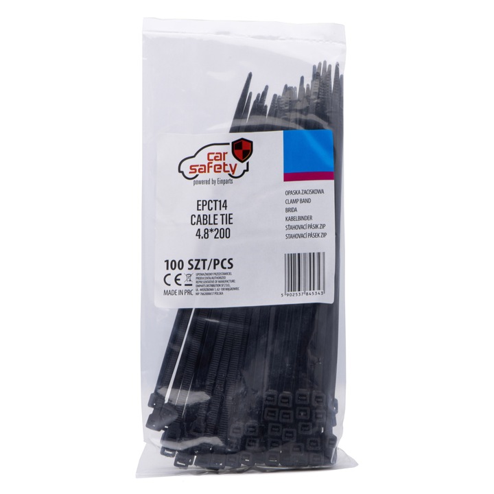 Coliere soricei CARSAFETY 4,8x200 mm, 100 buc, negru