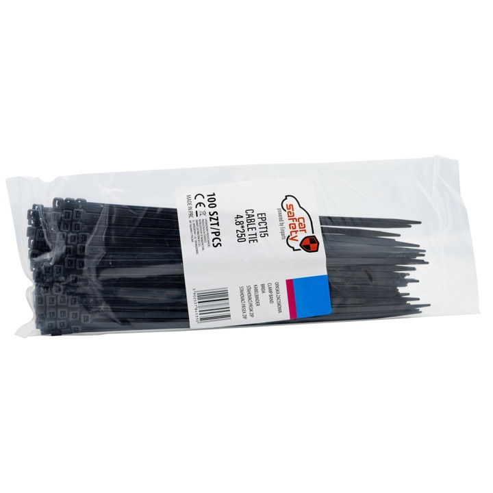 Set coliere soricei CARSAFETY, 4,8x250 mm, set 100 buc, negru