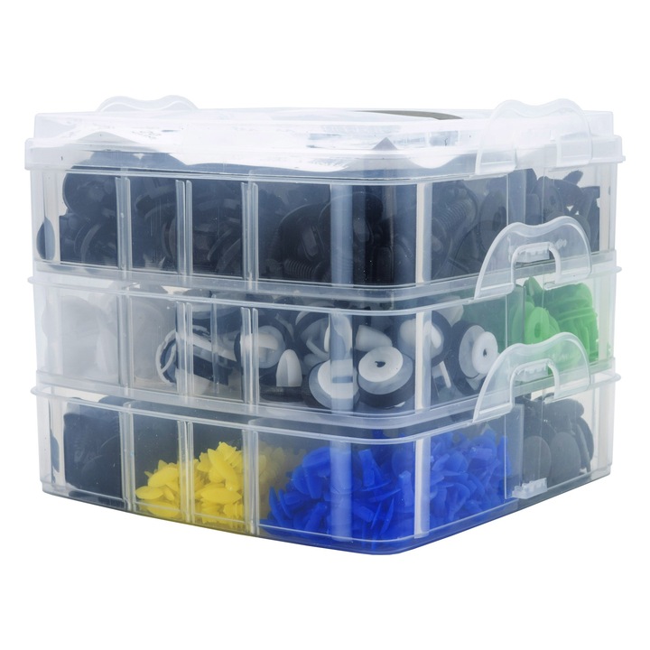 Set 500 spini si cleme auto, Einparts Automotive, din plastic, rezistent la coroziune