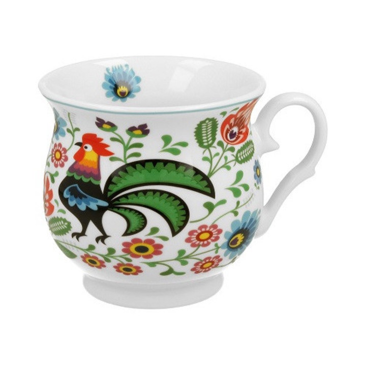 Retro Duó Népi Kakasok Bögre, 470 ml, 9,8x9cm, többszínű