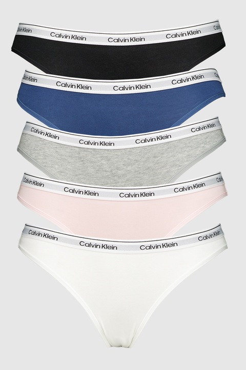 CALVIN KLEIN, Бикини с лого - 5 чифта, Черен/Сив/Розово
