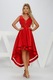 Червена асиметрична рокля с шлейф, Rn 2888rf