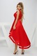 Червена асиметрична рокля с шлейф, Rn 2888rf