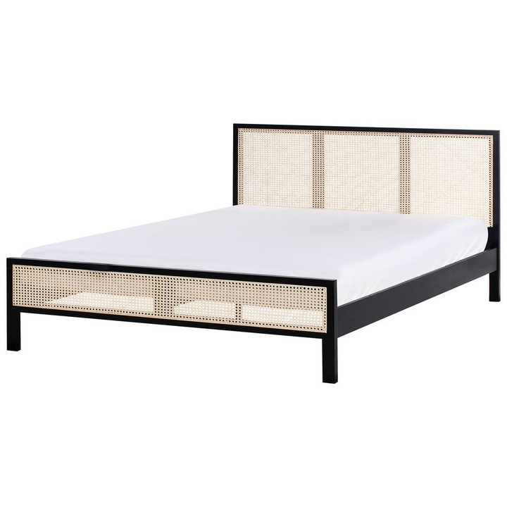 Pat cu lamele Lemn de pin Salernas 180 x 200 cm Negru