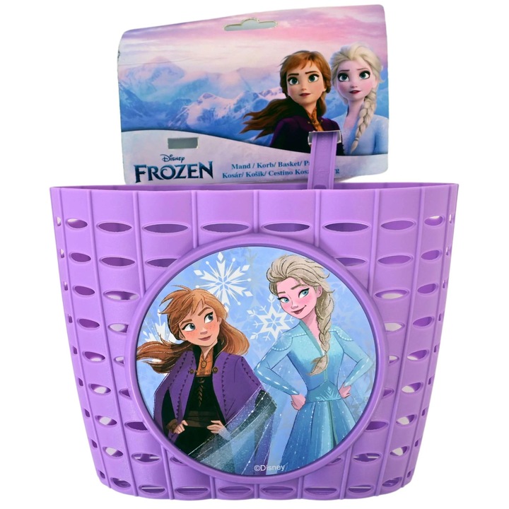 Пластмасов кош за велосипеди, модел Frozen, лилав цвят