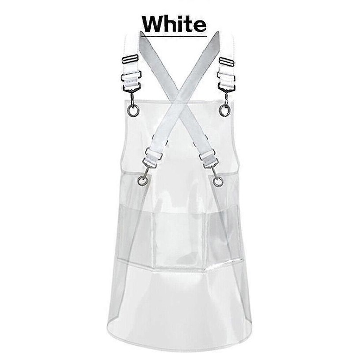 Sort transparent pentru stilistul de par, frizerul, bucatarul, sort impermeabil rezistent la ulei, alb