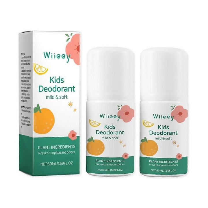 1-3x Deodorant natural pentru copii, Wiieey, adolescenti, pentru tot corpul, 50 ml, 2 buc.