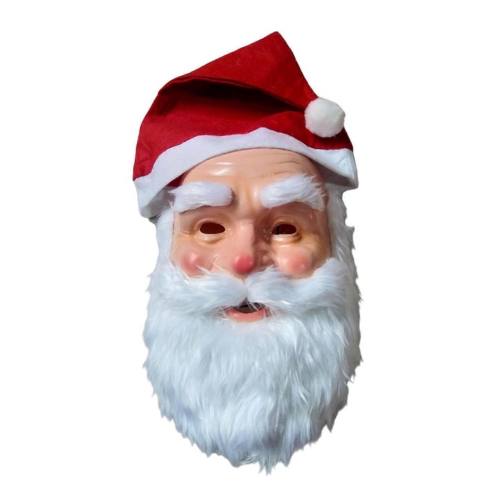 Masca de Mos Craciun cu barba si caciula, multicolor