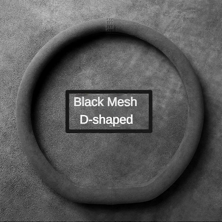 Husa de volan din piele intoarsa, antiderapanta, neagra, 14,5-15,5 inci