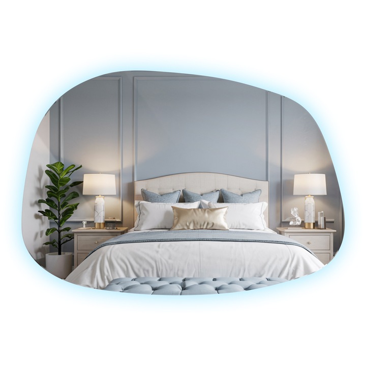 Oglinda asimetrica cu led, Tulup, decorativ, de perete, Rece (6500 K), 68x47 cm, 010390550491900000000