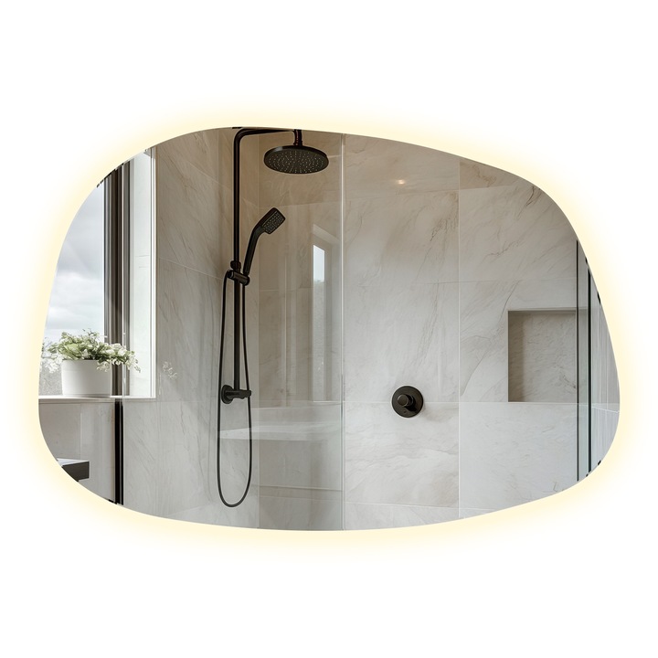 Ledes egyedi alakú tükör, Tulup, dekoratív, fali, Semleges (4000 K), 49x34 cm, 010390550471800000000