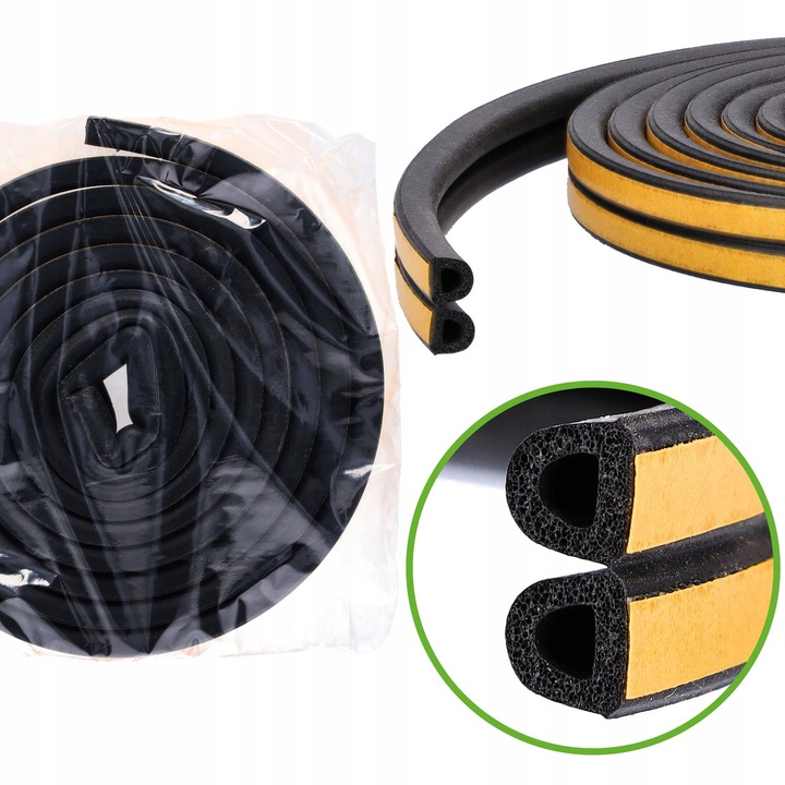 Garnitura garaj D 12x10mm, ToolSpace, autoadeziva, 1m (set 2x0,5m), neagra