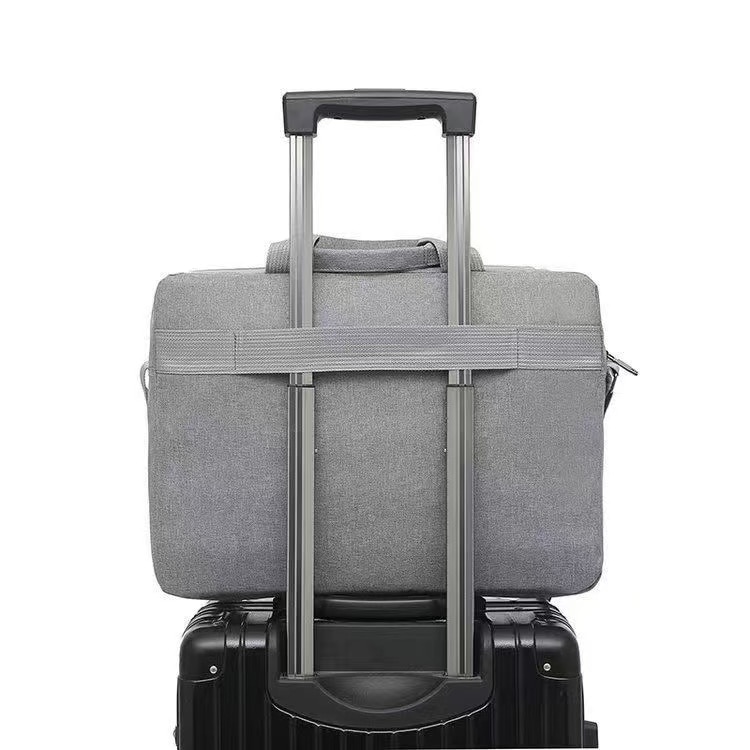 Geanta laptop, capacitate mare, 15.6 inch, gri, curea ajustabila