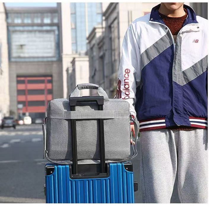 Geanta laptop, capacitate mare, 15.6 inch, gri, curea ajustabila