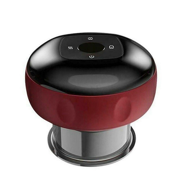 Aparat Masaj cu ventuze electric, 94x78mm, albastru/rosu, cu functii de incalzire si ecran LED