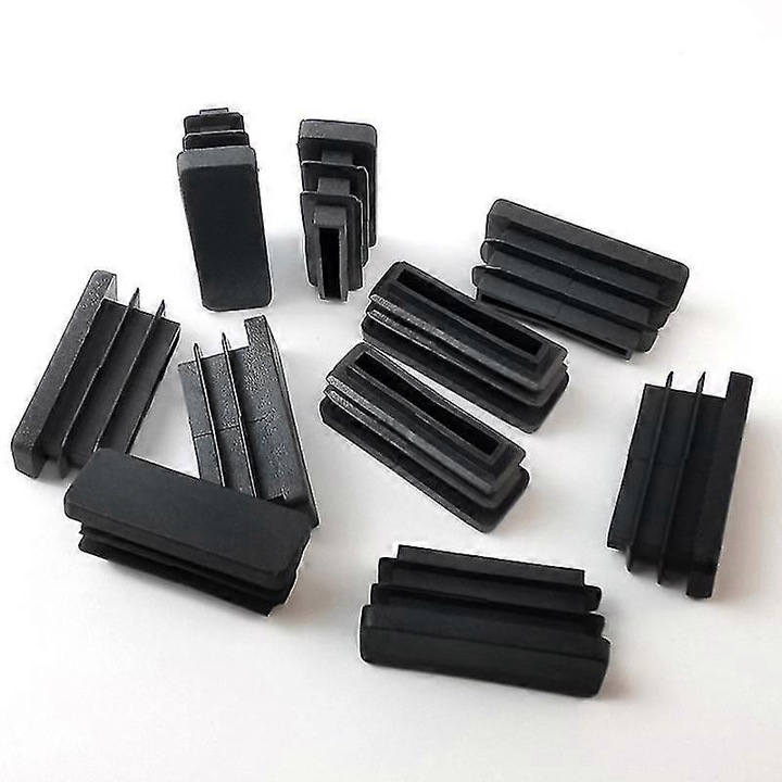 Set 20 capace rectangulare pentru picioare de masa si scaune, 38x13mm, culoare neagra