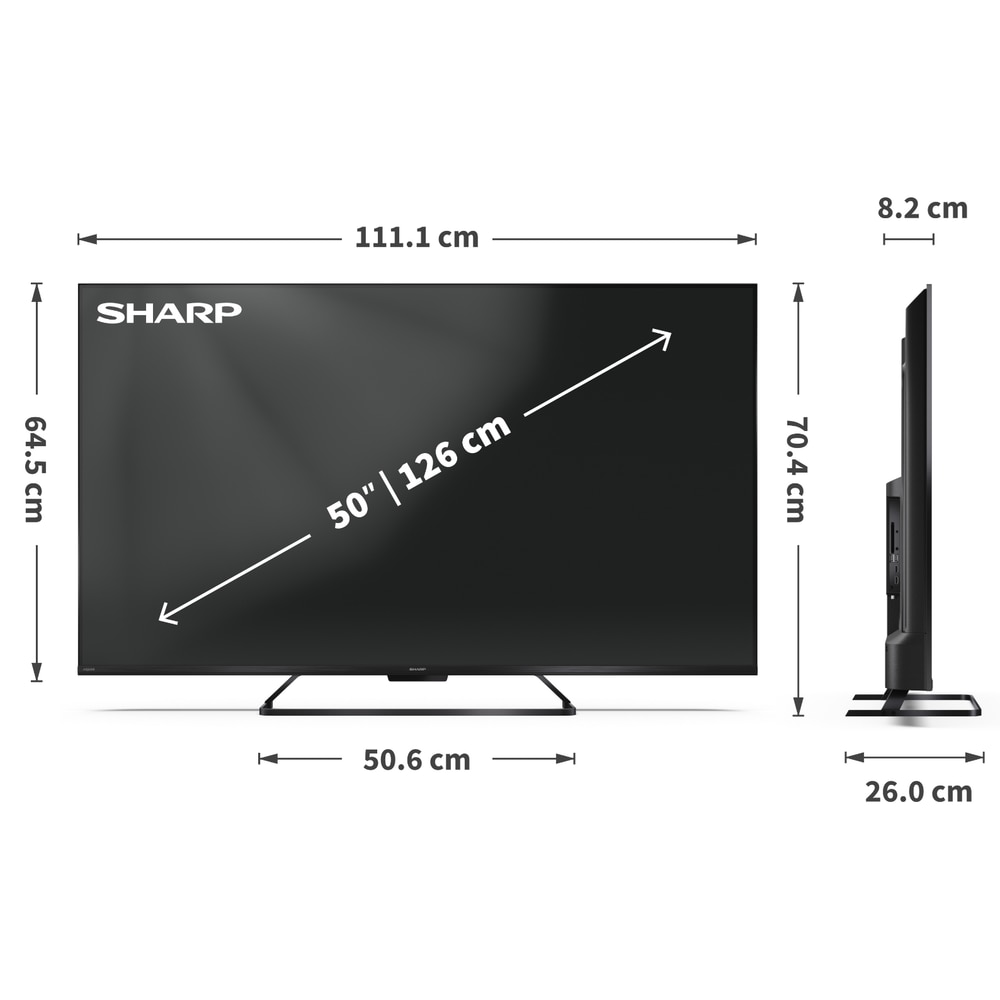 Televizor QLED Sharp 127 cm 50" 50HR7265E, Ultra HD 4K, Smart TV, WiFi