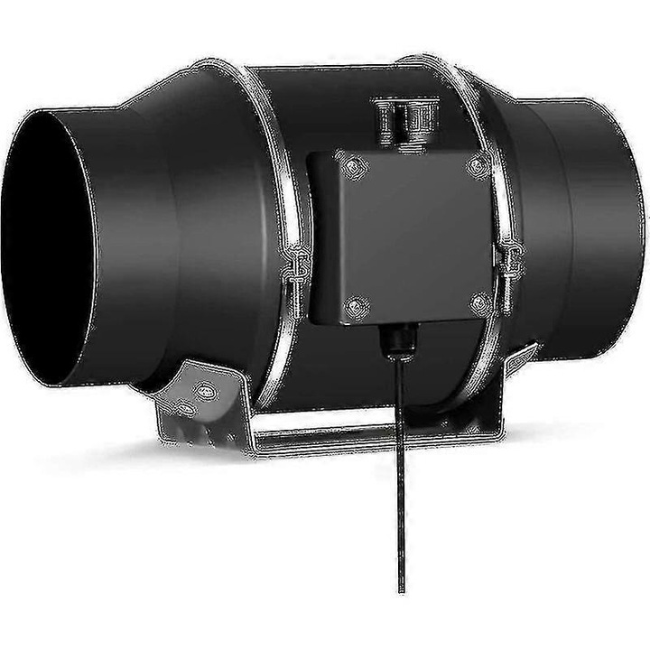 Ventilator tubular 100mm, extractor 350 m3/h, control variabil, negru