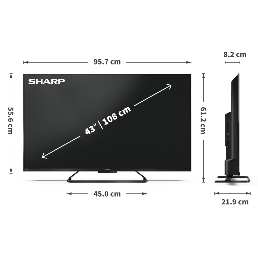 Televizor QLED Sharp 109 cm 43" 43HR7265E, Ultra Hd 4K, Smart TV, WiFi
