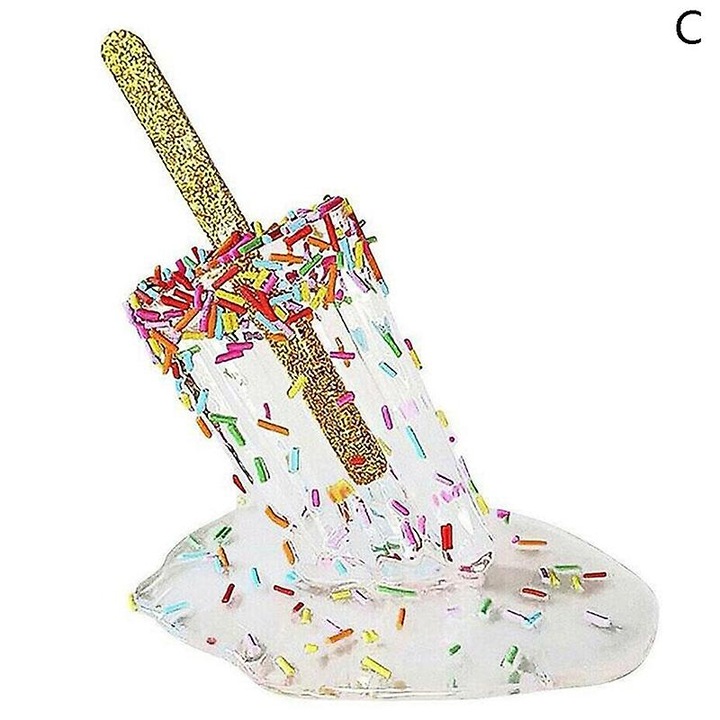 Sculptura decorativa inghetata din rasina, 13x9x6cm, multicolor