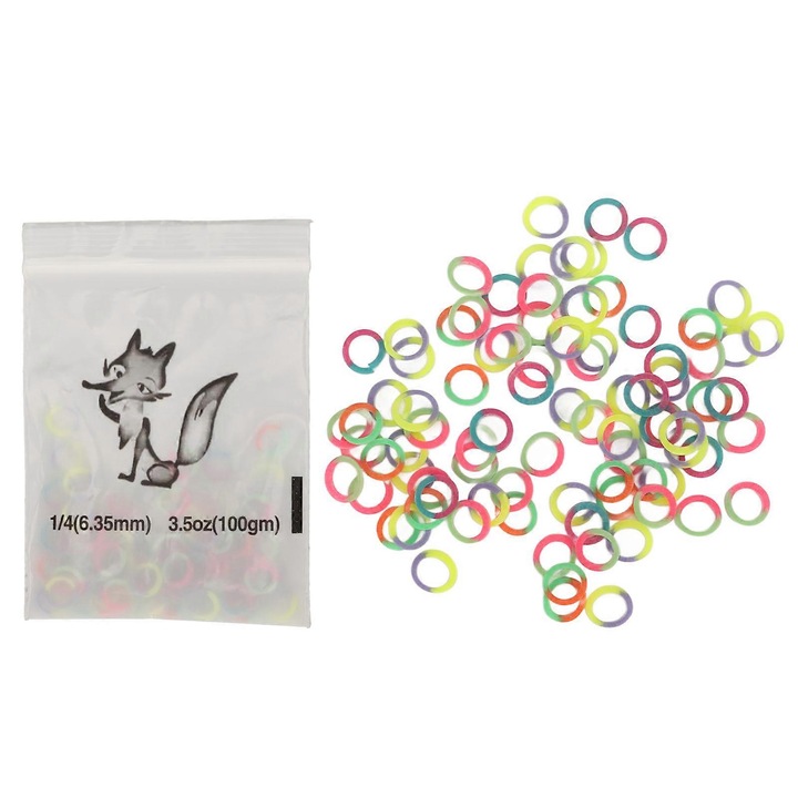 Set 500 benzi elastice ortodontice, 6.35mm, multicolor