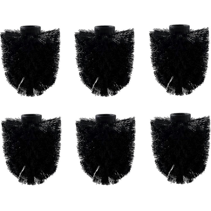 Set 6 perii de inlocuire pentru toaleta, negru, diametru 8cm, inaltime 10cm