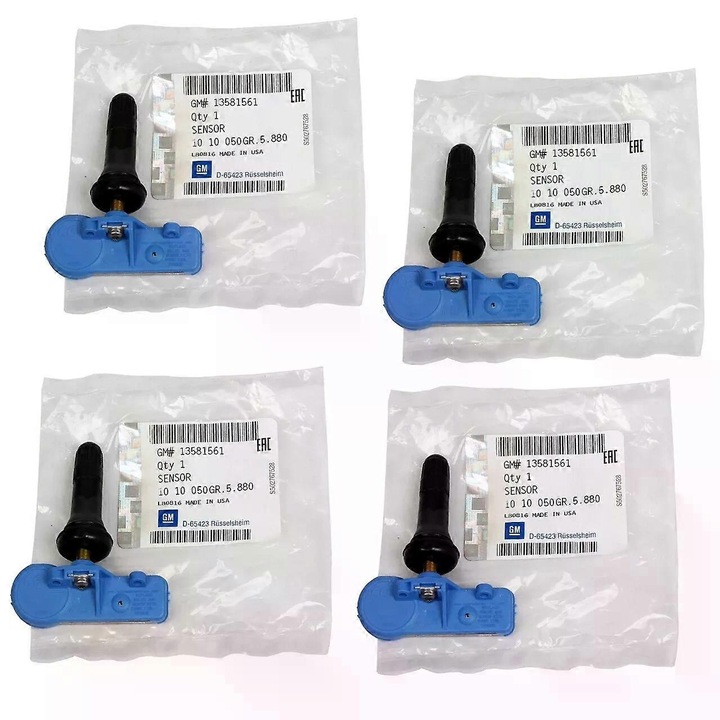 Set 4 senzori de presiune pentru anvelope GM Opel ADAM/CORSA E, instalare simpla, design robust, temperatura sigura -40C la +85C