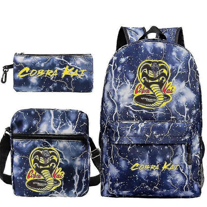 Set 3 Rucsaci Cobra Kai, 29x16x42cm, Unisex, Capacitate 20-35 Litre, Stil Casual, Multicolor