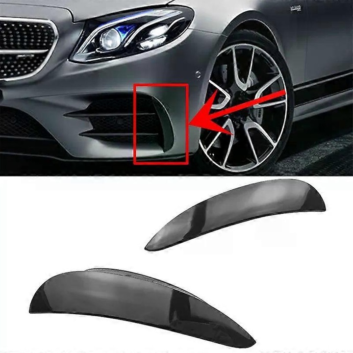 Első lökhárító spoiler szellőzővel Mercedes Benz W213 C238 E180 E200 E220 E250 E300 E43 E53 AMG 2016-2019 modellekhez, ABS, szett