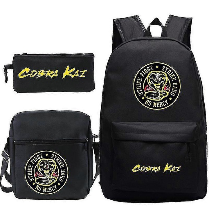 Set 3 Rucsaci Cobra Kai, 29x16x42cm, Unisex, negru