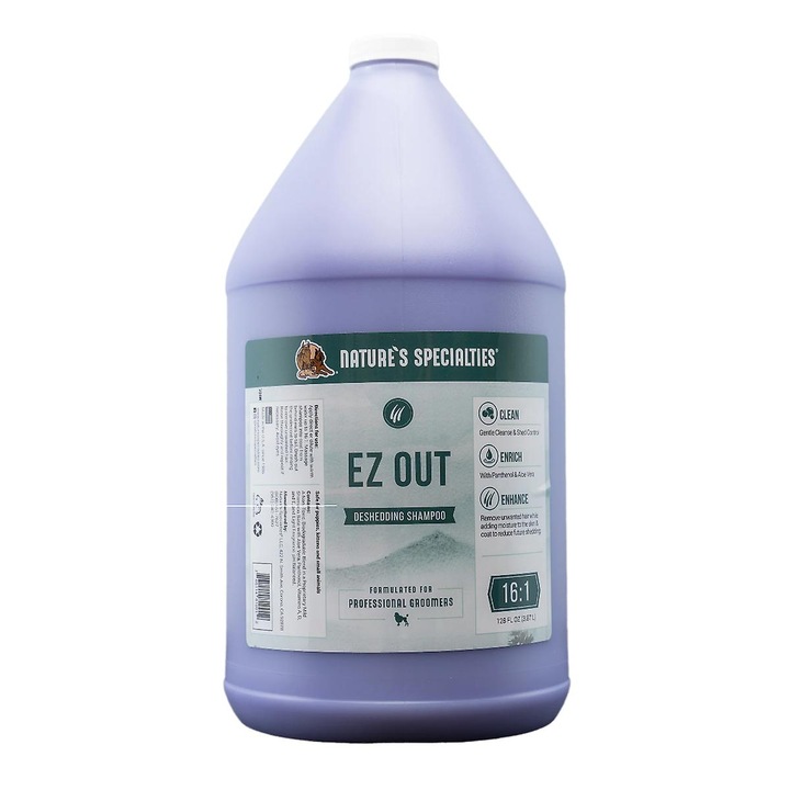 Kutyasampon, Nature's Specialties, Ez Out, 946ml, csökkenti a szőrhullást, nem irritáló formula