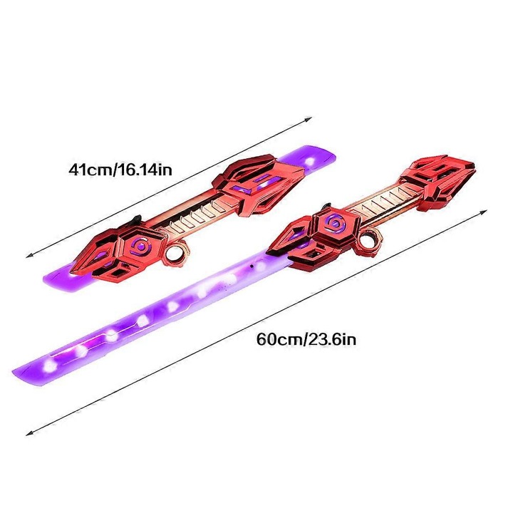Sabie laser dubla retractabila 2 in 1, 6 culori RGB, 30 sunete, arme de jucarie, dimensiune mica