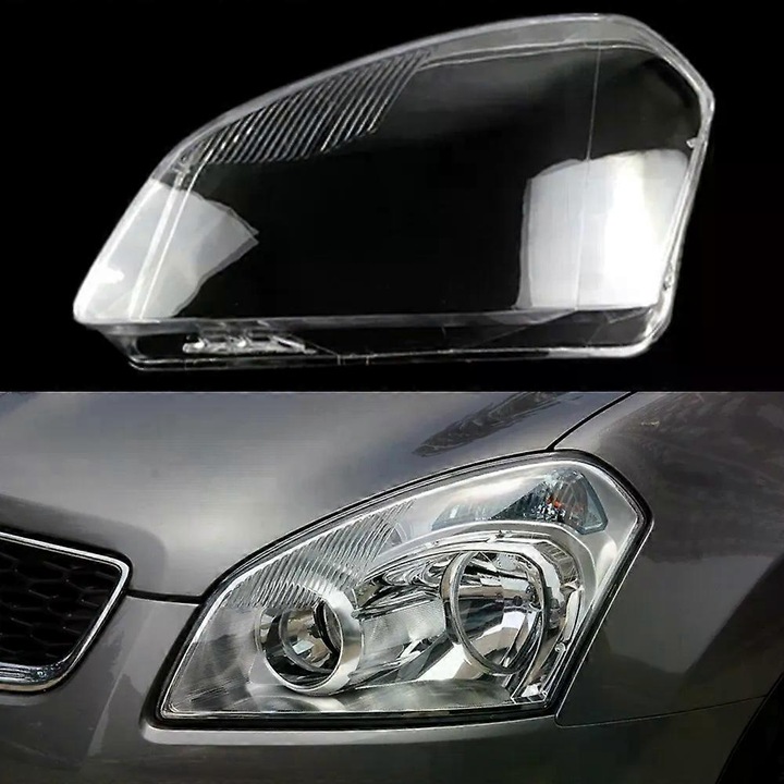 Carcasa proiector auto, Nissan Qashqai, 2008-2015, transparenta, sticla de far, set stanga.