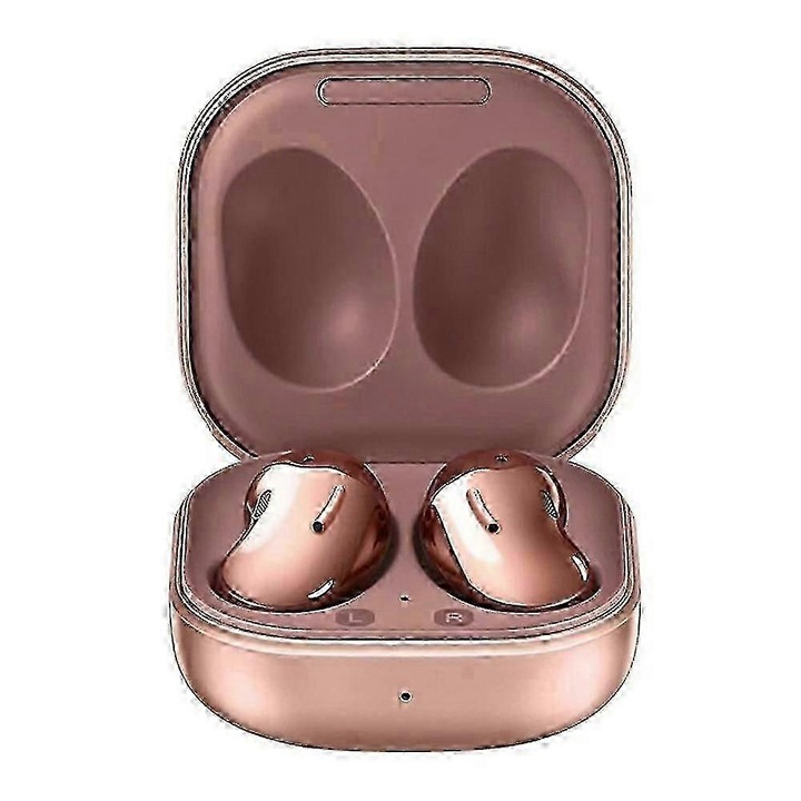 Casti wireless cu cutie de incarcare, auriu