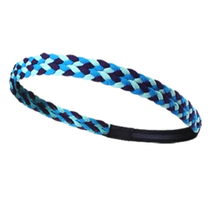 Bentita sport anti-transpiratie, negru/albastru Aolikes, elastica, pentru fitness, yoga, alergare