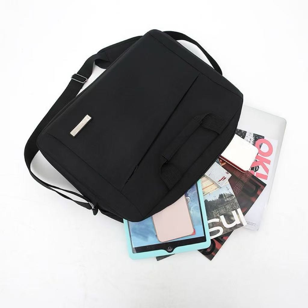 Geanta laptop casual, 15.6 inch, capacitate mare, neagra, cu curea ajustabila