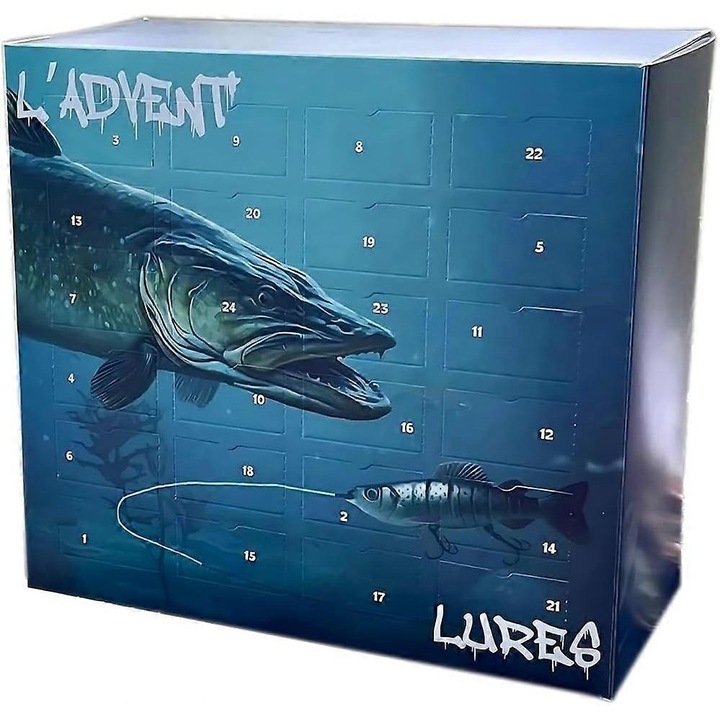 Calendar de advent pentru pescari, 24 zile surprize, cadou pentru pescar, momeli/carlige