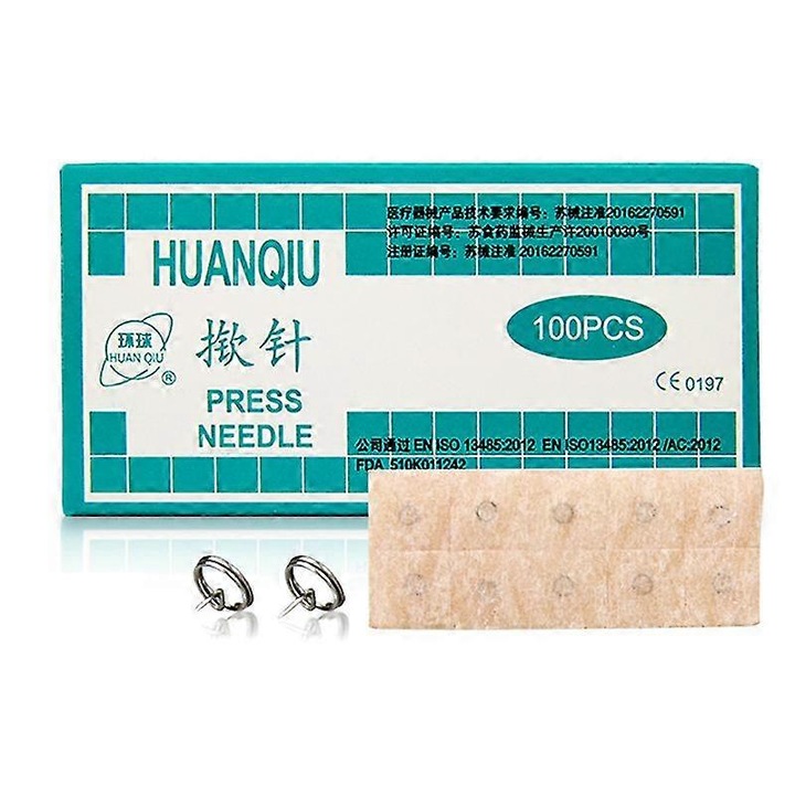 Ac de acupunctura steril Huanqiu pentru urechi, ac de presare auricular 0,25*1,3 mm, ac de presare cu stift de impingere 0,22x1,5 mm