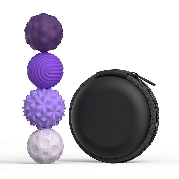 Set de mingi magnetice din silicon pentru reducerea stresului, 4 bucati, mov