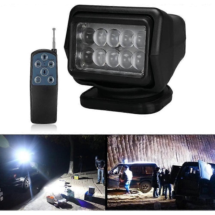 Lanterne LED cu baza magnetica, 50W, rotire 360°, waterproof, 24.1x22.6x22.4cm, negru