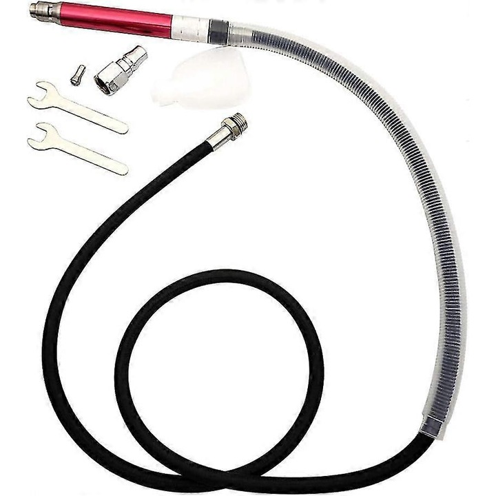 Macinator pneumatic compact 1/4", design tip creion, 13.7 cm, set complet cu furtun de 60" si chei de prindere