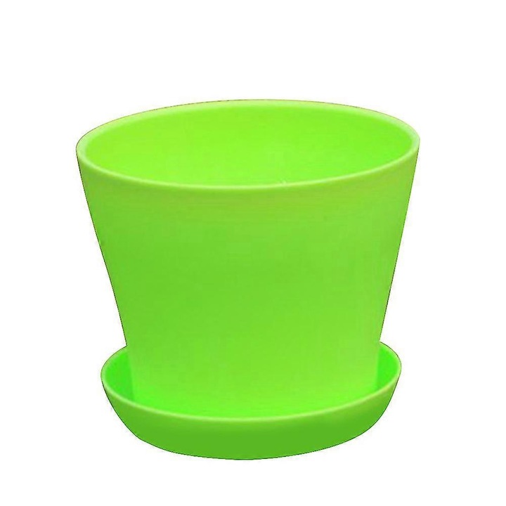 Ghivece de flori din rasina pentru casa, exterior, din plastic, pentru pepiniera, ghiveci de flori cu palet, verde S