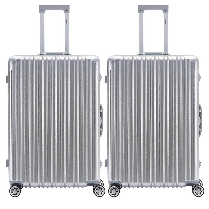 Set trolere 3 piese, dimensiuni 55x35x20cm, 65x43x25cm, 75x50x30cm, hardshell, argintiu