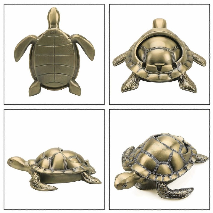 Scrumiera metalica retro, decorativa, forma neregulata, tema animal, rosie, 1 bucata