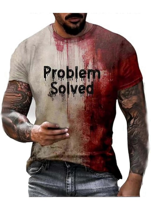 Férfi Halloween póló, 3D nyomtatás, koponyák és szellemek, pamut, L méret