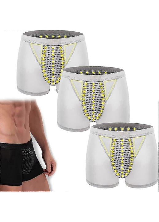 Boxeri pentru terapie magnetica, gri, bumbac, set de 3 bucati, 4XL INTL