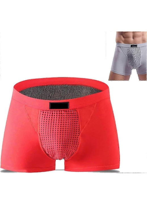 Chiloti boxer pentru terapie magnetica, rosu, 95% bumbac, 5% spandex, 4XL INTL