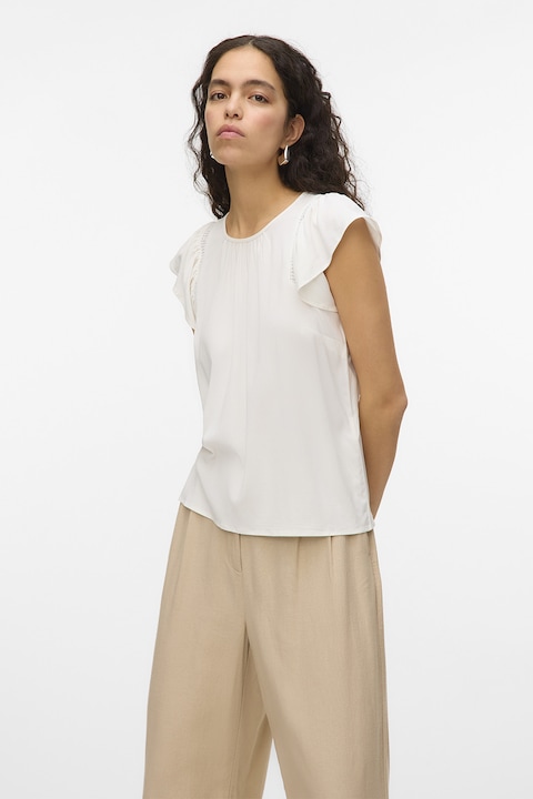 Vero Moda, Bluza cu maneci fluture Bella, Alb