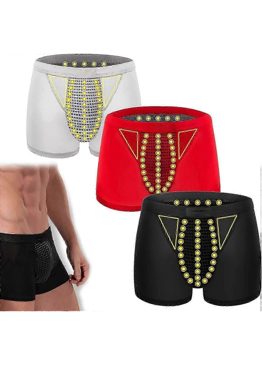 Chiloti boxer pentru terapie magnetica pentru prostata, 3 bucati, multicolor, 95% bumbac, 5% spandex, 3XL INTL
