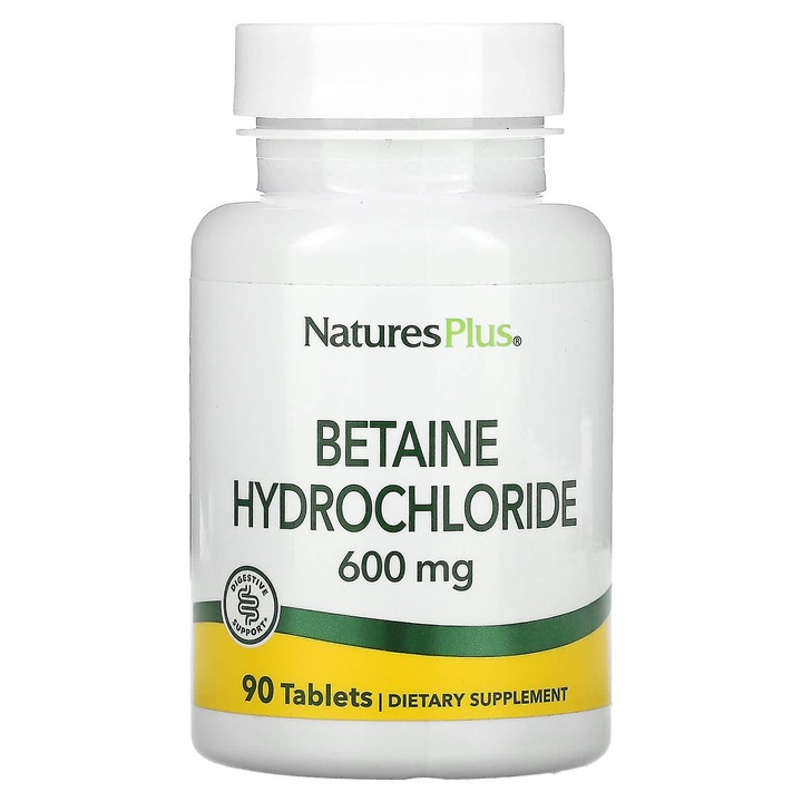 Clorhidrat de betaina, Tablete, Naturesplus, 600 Mg, 90 bucati, fara gluten, suport digestiv sanatos